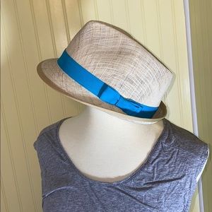 LAUREN BY Ralph Lauren Straw Fredora w/ blue band